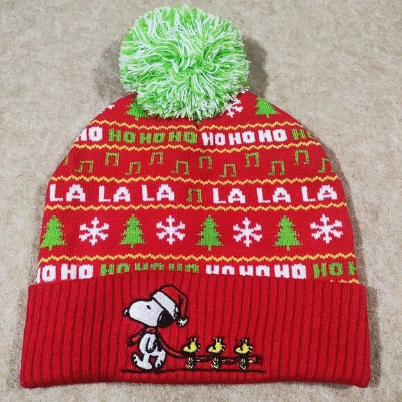 Peanuts Snoopy Holiday Pom Beanie Hat -G - Picture 1 of 3
